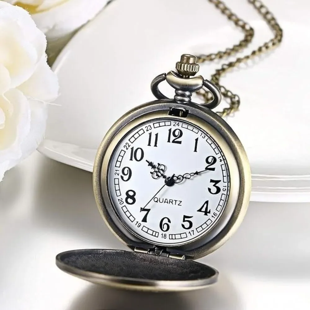 Men Pocket Watch Classic Vintage Pendant to My Son Necklace/Watch - BRONZE